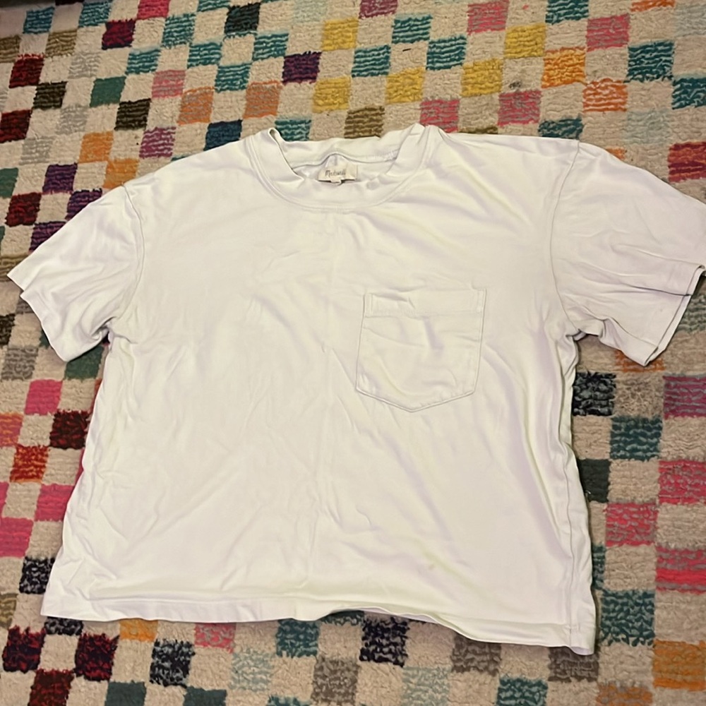 Madewell white pocket tee crop